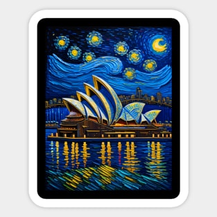 Sydney Opera House in Starry Night Sticker